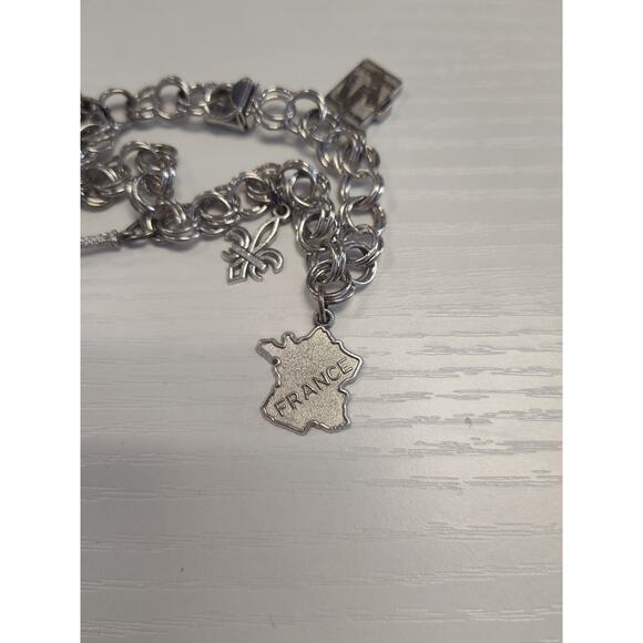Vintage Sterling Silver Charm Bracelet 6 France Inspired Charms 23.4 Grams 7" - Picture 7 of 10